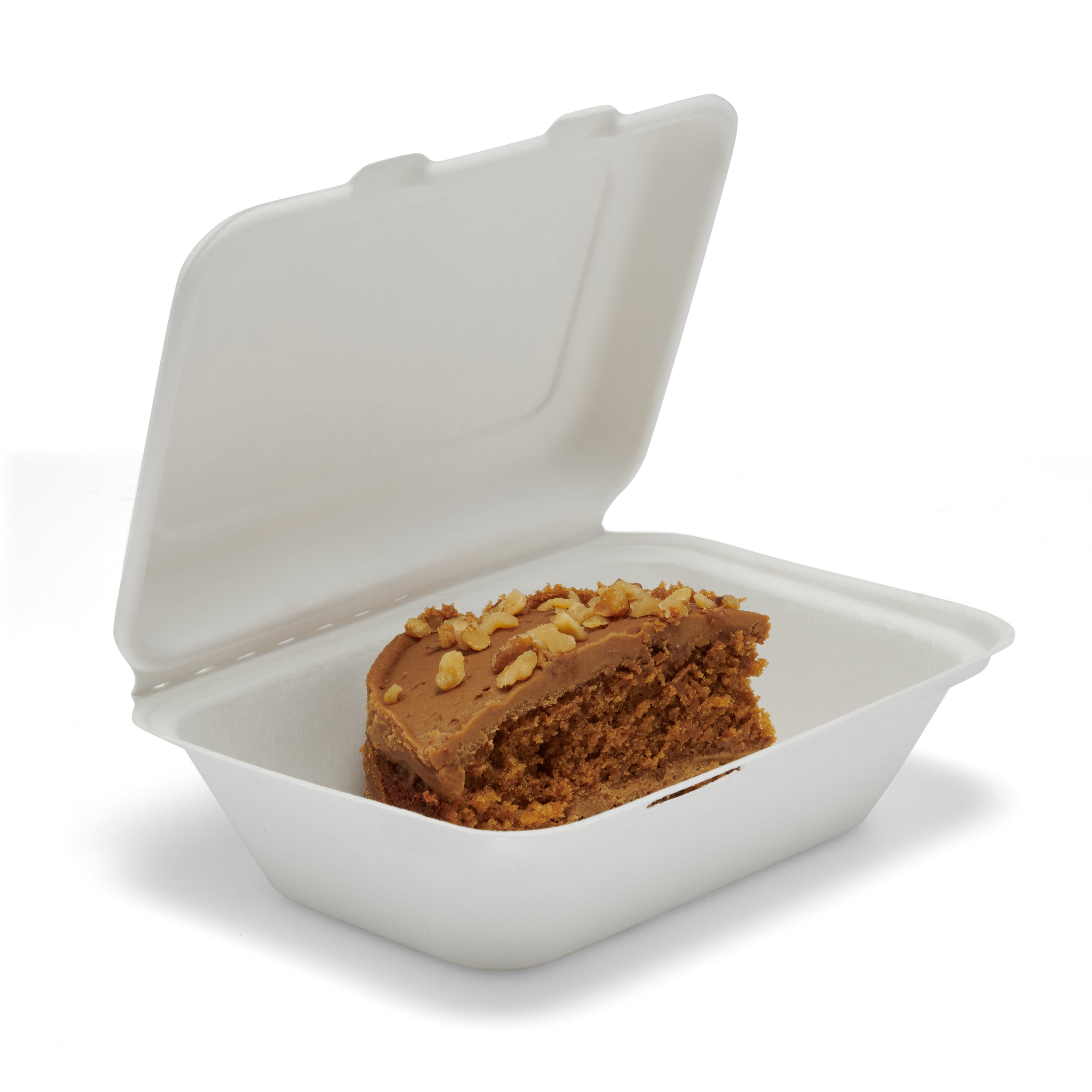 600x 7" x 5" Bagasse Sugarcane Meal Box | Takeaway Hinged Clamshell ...