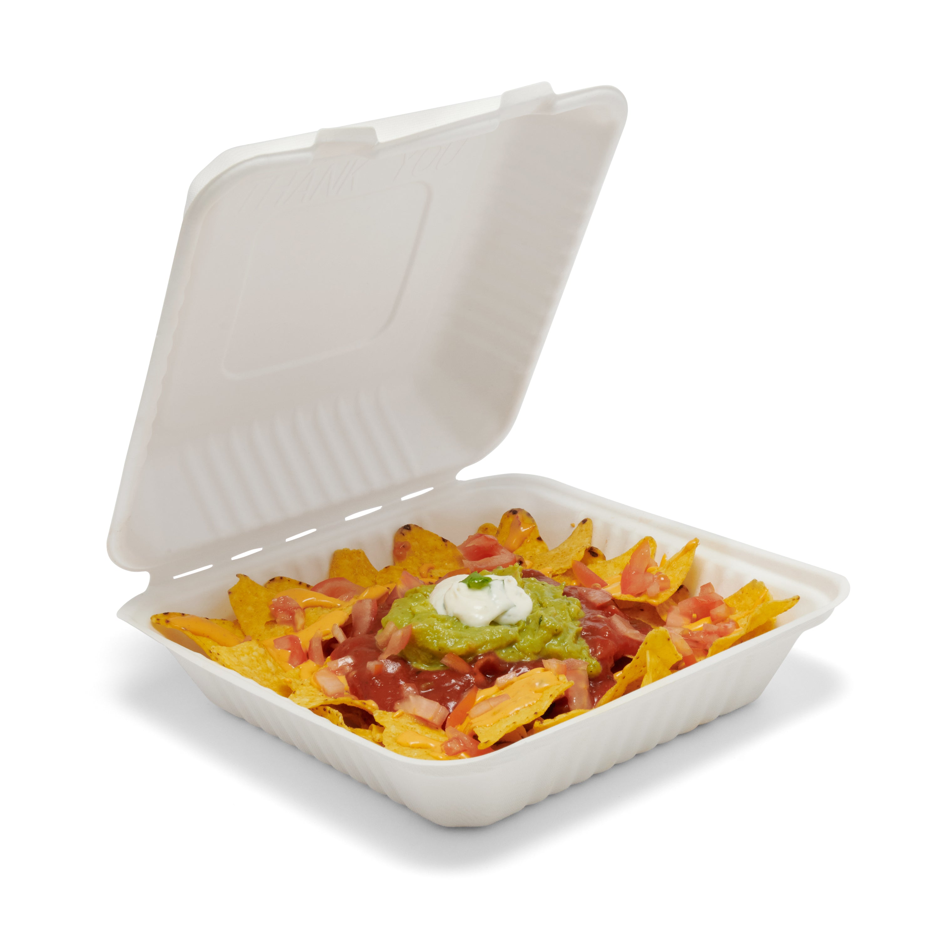 200x 9" Bagasse Sugarcane Meal Box | Takeaway Hinged Clamshell Container