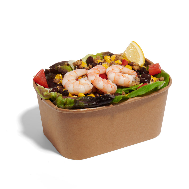 Paper Ractangular Container With Food 300x 1000ml Rectangular Kraft Paper Food Containers| Meal Prep Boxes Eco