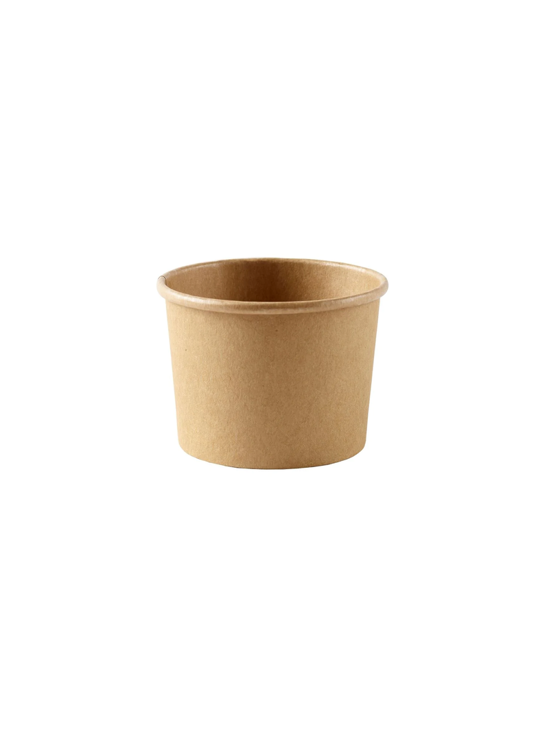 500x 8oz Kraft Paper Food, Soup Container Bowl - Small Takeaway Pots / Tubs